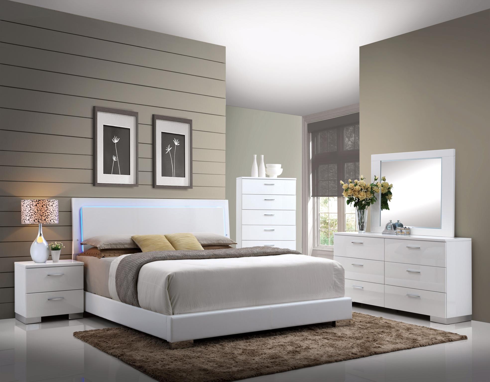 Lorimar Contemporary Platform Bed with LED Headboard